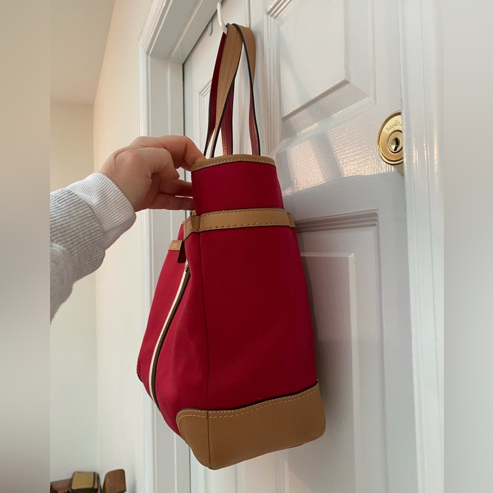 Coach Red Travel Tote / Diaper Tote with Long Strap and So Many Pockets! - Picture 2 of 16